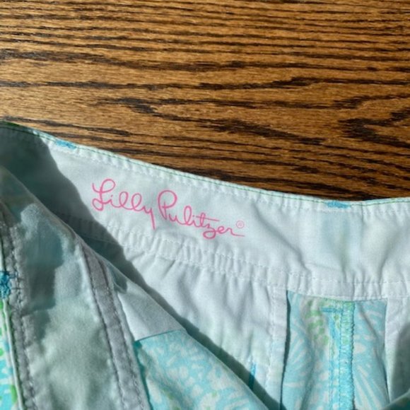 LILLY PULITZER WALSH Shorts Get Crackin Blue & Green Crab Print SZ 00 - Picture 8 of 11